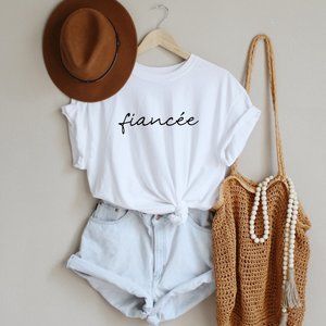 Newly Engaged Fiancee White Graphic T shirt NEW
